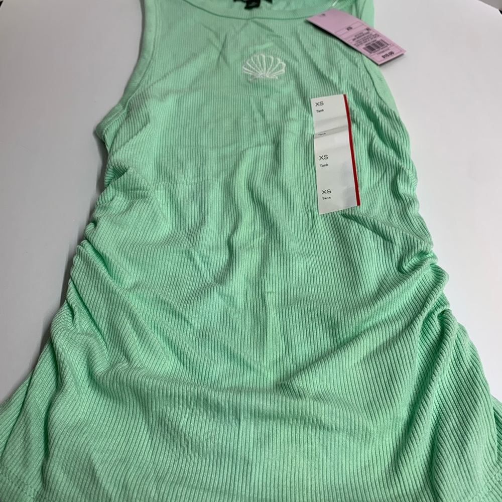 wild fable Mint Ribbed Shell-Embroidered Tank